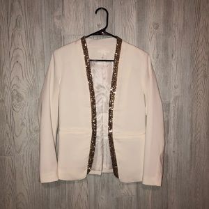 Cream Gold Sparkle Blazer